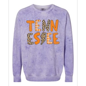 Tennessee State Flag Orange Plaid Leopard TN Colorblast Crewneck Sweatshirt