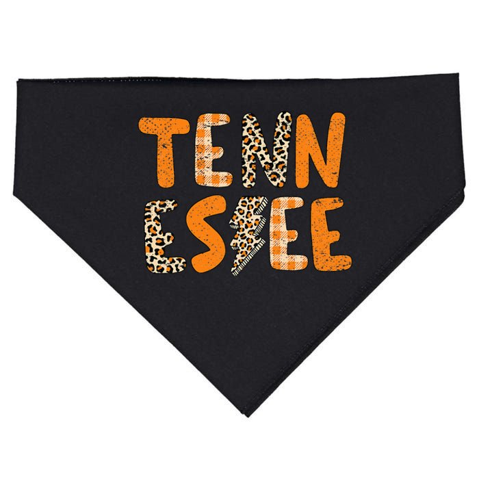 Tennessee State Flag Orange Plaid Leopard TN USA-Made Doggie Bandana