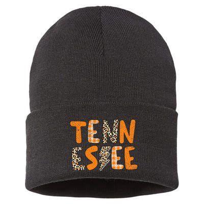 Tennessee State Flag Orange Plaid Leopard TN Sustainable Knit Beanie