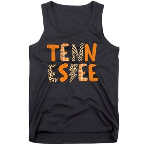 Tennessee State Flag Orange Plaid Leopard TN Tank Top