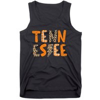 Tennessee State Flag Orange Plaid Leopard TN Tank Top