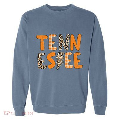Tennessee State Flag Orange Plaid Leopard TN Garment-Dyed Sweatshirt