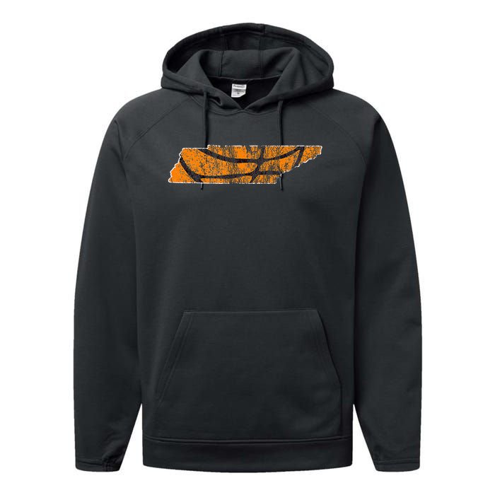 Tennessee Sports Fan Basketball In Knoxville State Outline Performance Fleece Hoodie