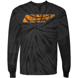 Tennessee Sports Fan Basketball In Knoxville State Outline Tie-Dye Long Sleeve Shirt