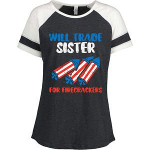 Trade Sister For Firecrackers Funny 4th Of July Kids Enza Ladies Jersey Colorblock Tee