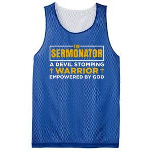 The Sermonator Funny Pastor Preacher Faith Mesh Reversible Basketball Jersey Tank