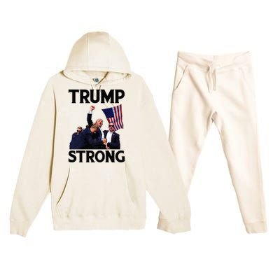 Trump Strong Fist Hand Us Vote Trump 2024 Survives Rally Premium Hooded Sweatsuit Set