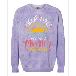 Tropical Sunset Funny Help Me Im On A Family Vacation Great Gift Colorblast Crewneck Sweatshirt