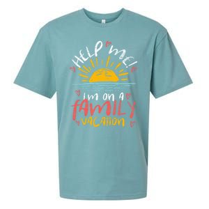 Tropical Sunset Funny Help Me Im On A Family Vacation Great Gift Sueded Cloud Jersey T-Shirt