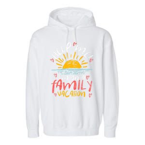 Tropical Sunset Funny Help Me Im On A Family Vacation Great Gift Garment-Dyed Fleece Hoodie