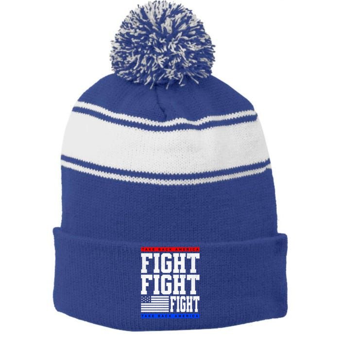 Trump Supporter Fight Merica Take It Back Election 2024 Gift Stripe Pom Pom Beanie