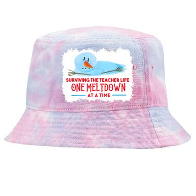 Teacher Shirt Funny Surviving The Teacher Life One Meltdown At A Time Christmas Tie-Dyed Bucket Hat