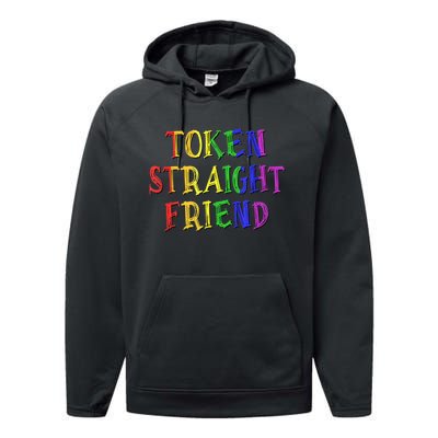 Token Straight Friend Rainbow Colors Performance Fleece Hoodie