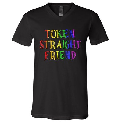 Token Straight Friend Rainbow Colors V-Neck T-Shirt