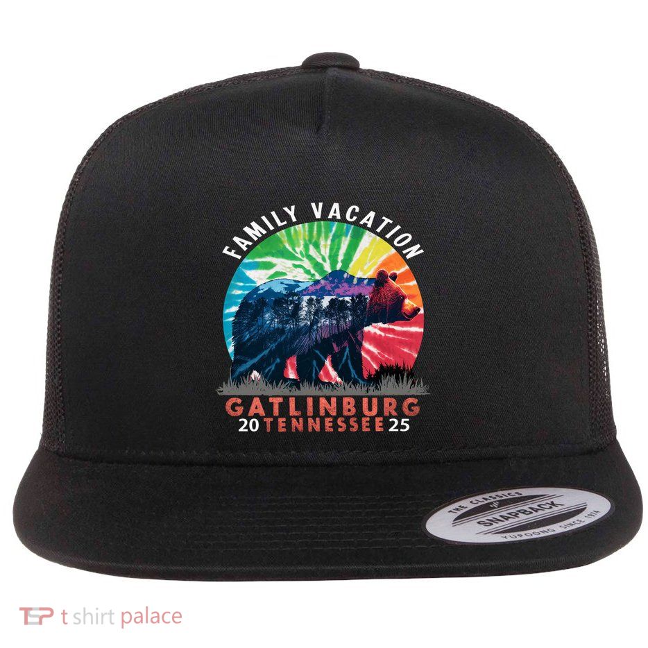 Travel Souvenir Family Vacation Tennessee Gatlinburg 2025 Great Gift Flat Bill Trucker Hat