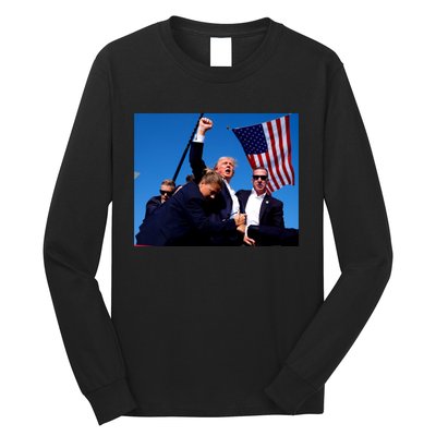 Trump Shot Fist Pump Long Sleeve Shirt