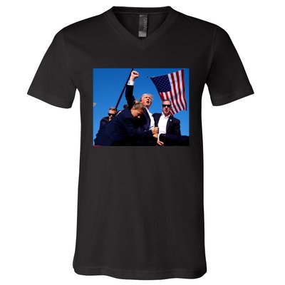 Trump Shot Fist Pump V-Neck T-Shirt