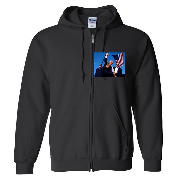 Trump Shot Fist Pump Full Zip Hoodie