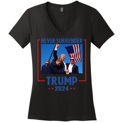 Trump Speech Fist In The Air Pennsylvania Trump 2024 Women's V-Neck T-Shirt