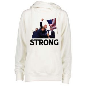 Trump Strong Fist Hand Us Vote Trump 2024 Survives Rally Womens Funnel Neck Pullover Hood