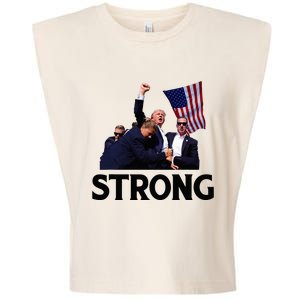 Trump Strong Fist Hand Us Vote Trump 2024 Survives Rally Garment-Dyed Women's Muscle Tee