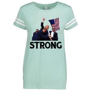 Trump Strong Fist Hand Us Vote Trump 2024 Survives Rally Enza Ladies Jersey Football T-Shirt