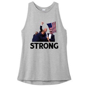 Trump Strong Fist Hand Us Vote Trump 2024 Survives Rally Ladies PosiCharge Tri-Blend Wicking Tank