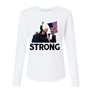 Trump Strong Fist Hand Us Vote Trump 2024 Survives Rally Womens Cotton Relaxed Long Sleeve T-Shirt