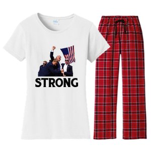 Trump Strong Fist Hand Us Vote Trump 2024 Survives Rally Women's Flannel Pajama Set