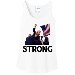 Trump Strong Fist Hand Us Vote Trump 2024 Survives Rally Ladies Essential Tank