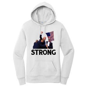 Trump Strong Fist Hand Us Vote Trump 2024 Survives Rally Women's Pullover Hoodie