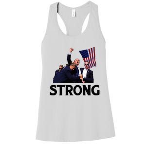 Trump Strong Fist Hand Us Vote Trump 2024 Survives Rally Women's Racerback Tank