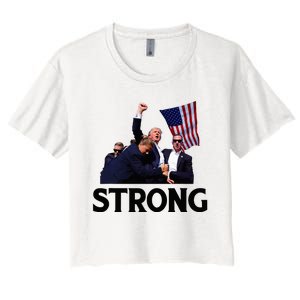 Trump Strong Fist Hand Us Vote Trump 2024 Survives Rally Women's Crop Top Tee