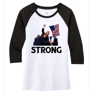 Trump Strong Fist Hand Us Vote Trump 2024 Survives Rally Women's Tri-Blend 3/4-Sleeve Raglan Shirt