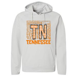 Tennessee State Flag Orange Plaid TN Performance Fleece Hoodie