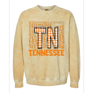 Tennessee State Flag Orange Plaid TN Colorblast Crewneck Sweatshirt