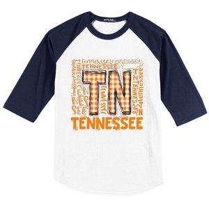 Tennessee State Flag Orange Plaid TN Baseball Sleeve Shirt