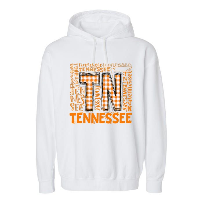 Tennessee State Flag Orange Plaid TN Garment-Dyed Fleece Hoodie