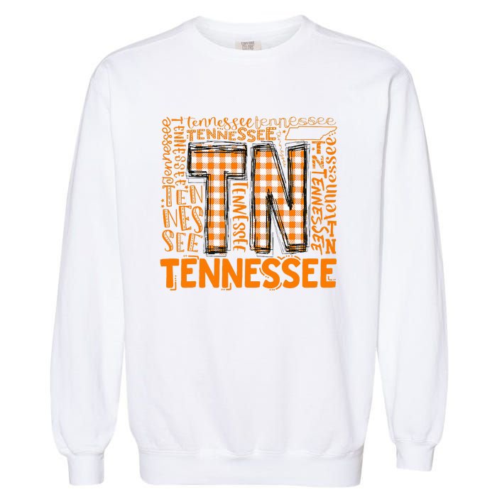 Tennessee State Flag Orange Plaid TN Garment-Dyed Sweatshirt