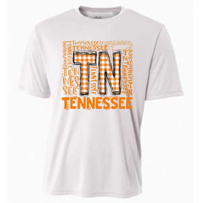 Tennessee State Flag Orange Plaid TN Cooling Performance Crew T-Shirt