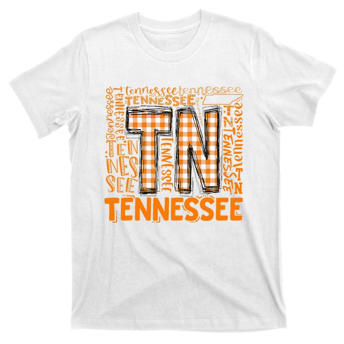 Tennessee State Flag Orange Plaid TN T-Shirt