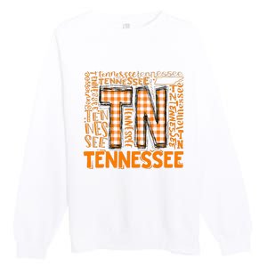 Tennessee State Flag Orange Plaid TN Premium Crewneck Sweatshirt