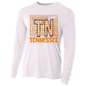 Tennessee State Flag Orange Plaid TN Cooling Performance Long Sleeve Crew