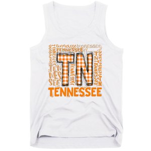 Tennessee State Flag Orange Plaid TN Tank Top