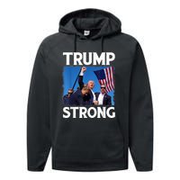 Trump Strong Fist Hand Us Vote Trump 2024 Survives Rally Performance Fleece Hoodie