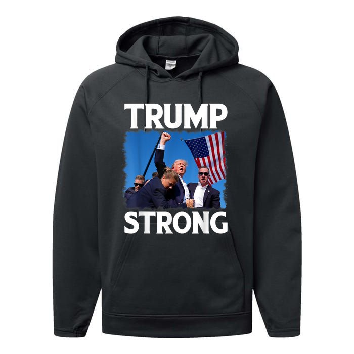 Trump Strong Fist Hand Us Vote Trump 2024 Survives Rally Performance Fleece Hoodie