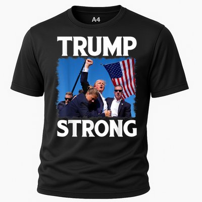 Trump Strong Fist Hand Us Vote Trump 2024 Survives Rally Cooling Performance Crew T-Shirt