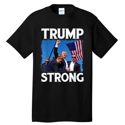 Trump Strong Fist Hand Us Vote Trump 2024 Survives Rally Tall T-Shirt