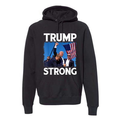 Trump Strong Fist Hand Us Vote Trump 2024 Survives Rally Premium Hoodie