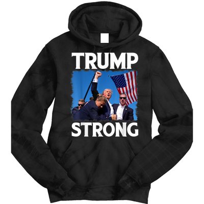 Trump Strong Fist Hand Us Vote Trump 2024 Survives Rally Tie Dye Hoodie